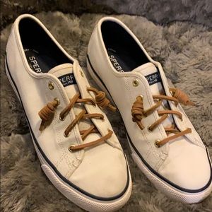 Cream colored Sperry sneakers